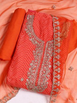MEENA BAZAAR - Women Pink Unstitched Kurta With Pant & Dupatta