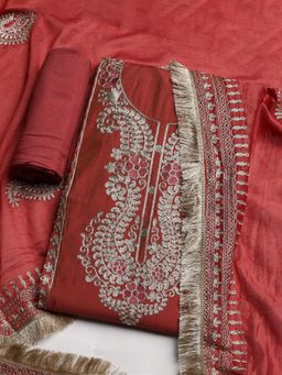 MEENA BAZAAR - Embroidered Pink Women Unstitched Kurta With Pant & Dupatta