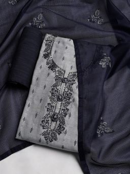 MEENA BAZAAR - Women Blue Embroidered Unstitched Kurta With Pant & Dupatta