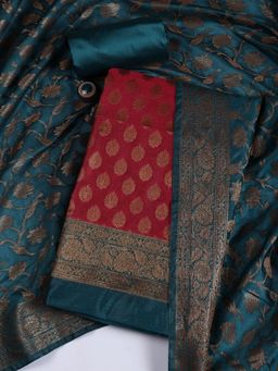 MEENA BAZAAR - Woven Pink Unstitched Kurta With Pant & Dupatta