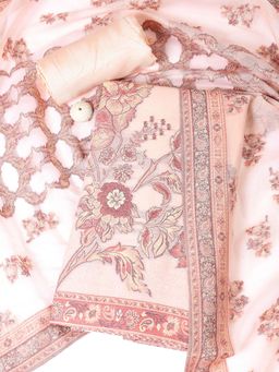MEENA BAZAAR - Women Printed Peach Unstitched Kurta With Pant & Dupatta