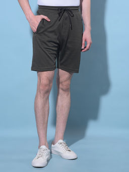 CRIMSOUNE CLUB - Mens Olive Textured Printed Shorts