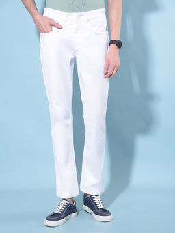 CRIMSOUNE CLUB - Mens White Stretchable Jeans
