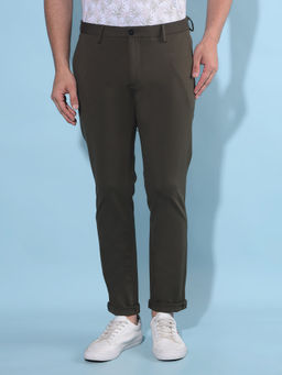 CRIMSOUNE CLUB - Mens Olive Stretchable Trousers