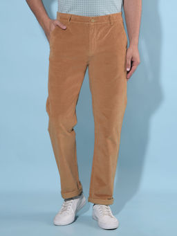 CRIMSOUNE CLUB - Mens Tan Straight Stretchable Trousers