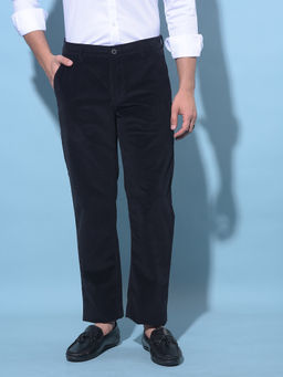CRIMSOUNE CLUB - Mens Black Straight Stretchable Trousers