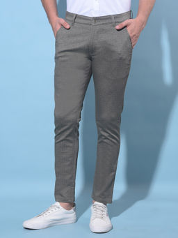 CRIMSOUNE CLUB - Mens Grey Textured Dobby Trousers