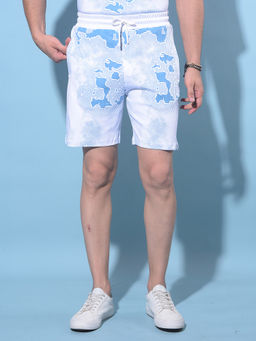 CRIMSOUNE CLUB - Mens Blue Printed Lounge Shorts