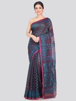 PinkLoom - Women's Soft Cotton Blend Jamdani Saree Without Blouse Piece