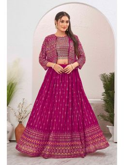Gahan - Women Embroidered Lehenga Choli with Jacket - Pink