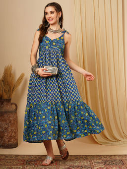 Globus - Blue Floral Print Midi Dress