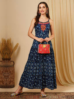 Globus - Blue Embroidered Maxi Dress