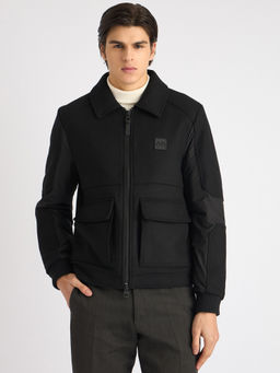 Antony Morato - Men Black Solid Spread Collar Full Sleeves Jacket