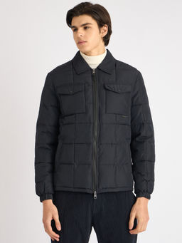 Antony Morato - Men Navy Blue Solid Spread Collar Full Sleeves Padded Jacket