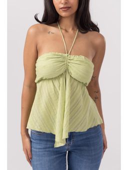 PAST MODERN - Women Green Cotton Solid Top