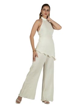 ROSA DAME - Ivory Cotton Crape High Neck Halter Co-Ord Set