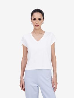 Strong And Brave - Women White Solid T-Shirt