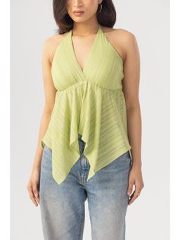 PAST MODERN - Women Green Cotton Solid Top