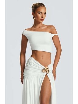 Bee Boe - Twist Bardot White Crop Top