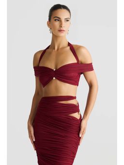 Bee Boe - Soleil Off-Shoulder Shiraz Pink Crop Top