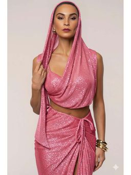 Bee Boe - Roselle Sequin Pink Drape Crop Top
