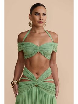 Bee Boe - Soleil Off-Shoulder Sage Green Crop Top