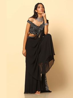 Meenagurnam - Black and Silver Blouse with Sharara