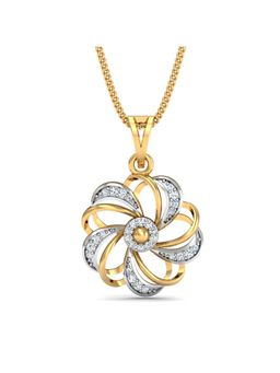 KuberBox - 18K Gold Wriggle Diamond Pendant for Women-Girls