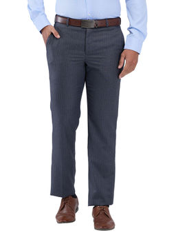 Park Avenue - Mens Regular Fit Self Design Dark Blue Trouser