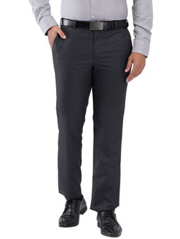 Park Avenue - Mens Regular Fit Self Design Dark Grey Trouser
