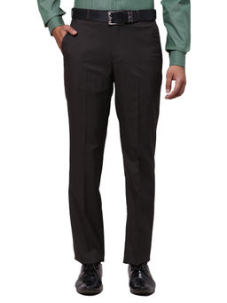 Park Avenue - Mens Regular Fit Solid Dark Brown Trouser