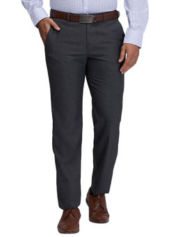 Park Avenue - Mens Regular Fit Solid Dark Grey Trouser