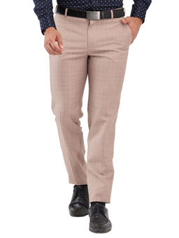 Raymond - Mens Slim Fit Checkered Medium Brown Trouser