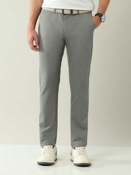 AD By Arvind - Modern Slim Fit Solid Grey Chinos
