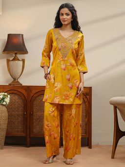 Libas - Mustard Floral V-Neck Co-ord Set