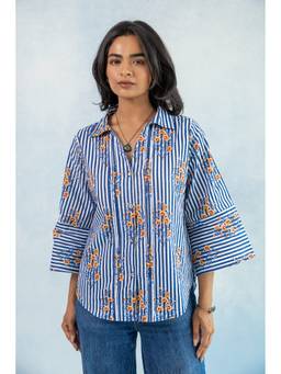 RATAN JAIPUR - Blue Loose Button Down Shirt