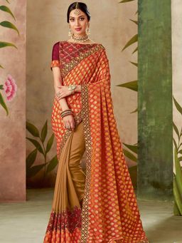 Odette - Red Weaved Silk Designer Saree with Unstitched Blouse