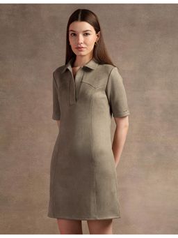U.S. POLO ASSN. - Shirt Collar Suede Shift Dress