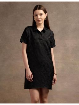 U.S. POLO ASSN. - Polo Collar Jacquard Shift Mini Dress