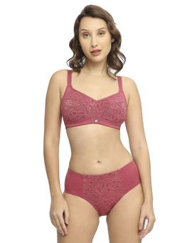 SOIE - Full Coverage Non Padded Non-Wired Bra with Mid Waist Lace Brief (Set of 2)