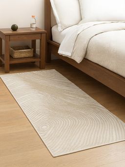 OBSESSIONS - Machine Made Abstract Bedside Runner - Cream (2.5 x 5 Feet)