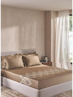 SANSAAR A D'DECOR BRAND LIVE CONSCIOUSLY - Cappuccino Soft Bed Sheet with 2 Pillow Covers (King)