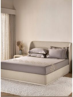 SANSAAR A D'DECOR BRAND LIVE CONSCIOUSLY - Cement Floral Soft Bed Sheet with 2 Pillow Covers (King)