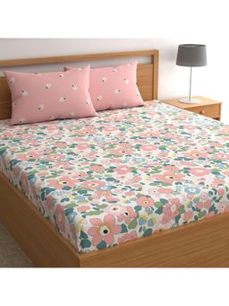 CHHAVI INDIA - 210 Tc Floral Bedsheet With 2 Pillow Covers - Pink (Double)
