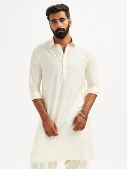 Vastramay - Mens Cream Viscose Traditional Pathani Kurta