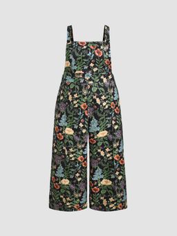 Cider - Lightweight Corduroy Floral Pocket Wide Leg Jumpsuit Curve & Plus