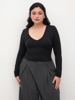 Cider - Second Skin Double Layered V-neck Long Sleeve Tee