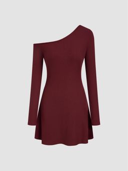 Cider - Asymmetrical Neck Ruffle Mini Dress