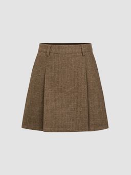 Cider - Wool-look Mid Rise Pleated Mini Skirt