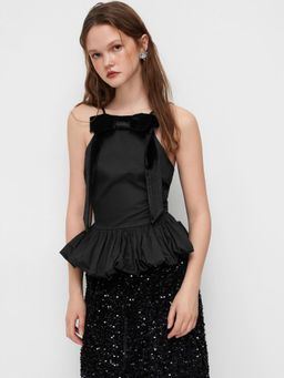 Cider - 100% Cotton Bubble Hem Bowknot Top